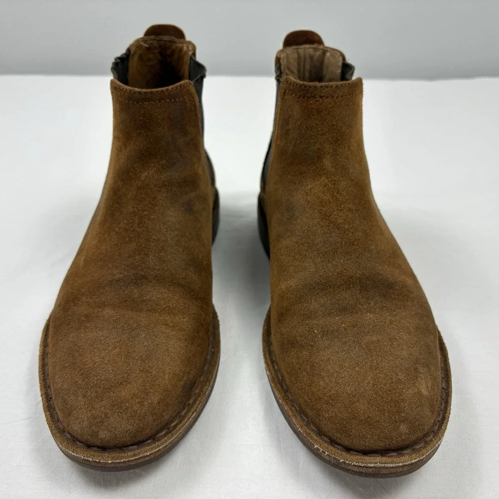 H S Trask Britton Chelsea Waxed Suede Boots 8M  Brown Vibram Soles EUC